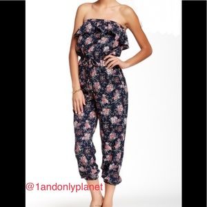 🌹HPx2🌹Floral Print Off-Shoulder Jump Suit Jogger